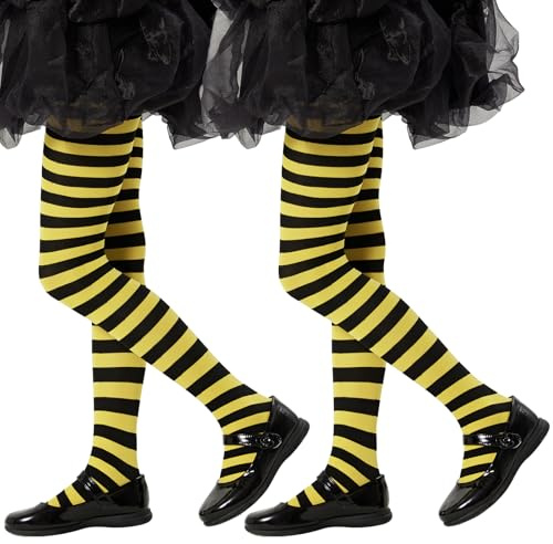 Yilanmy Mädchen Strumpfhose Gestreift Kinderstrumpfhose Streifenlook Blickdichte Bunte Strumpfhose Kinder für Halloween Weihnachten