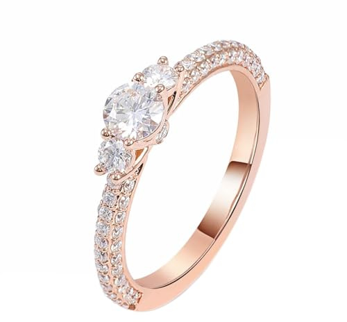 Wycian Promise Ring Man Ringe Frauen Rosegold 14 Karat Roségold Moissanit Zierlich Größe 49 (15.6) Beliebt für Frau Muttertag Personalisiert