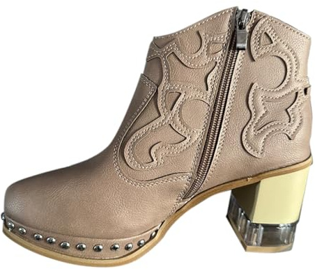 Stivaletti Imbottiti Donna Stivali Cowboy Donna Eleganti Pelle Antiscivolo per E Lacci sotto con Motivo Stampato Stivali Alti al Texani Stivaletti da Lunghi con Scarponcini Nero