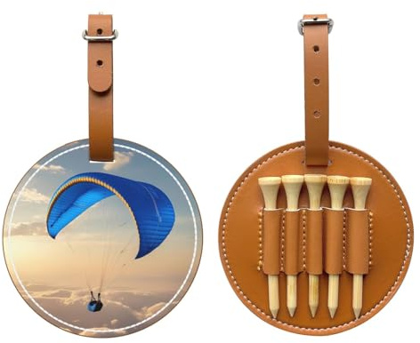 Paragliding Brown Golf Tee Aufbewahrungstasche, multifunktionale Golf Tee Aufbewahrungstasche für Herren, strapazierfähiges PU-Material