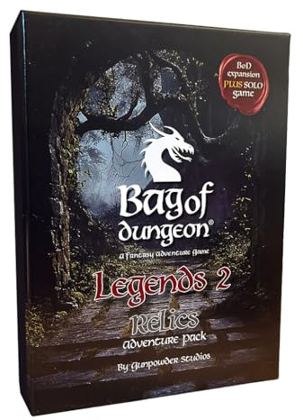 Bag of Dungeon Legends 2: Relics - Paths of the Ancients | 4-in-1 adventure pack expansion for any game | Includes SOLO game | RPG Fans | 1–4 Players, Ages 7+ | Classic Dungeon Crawler