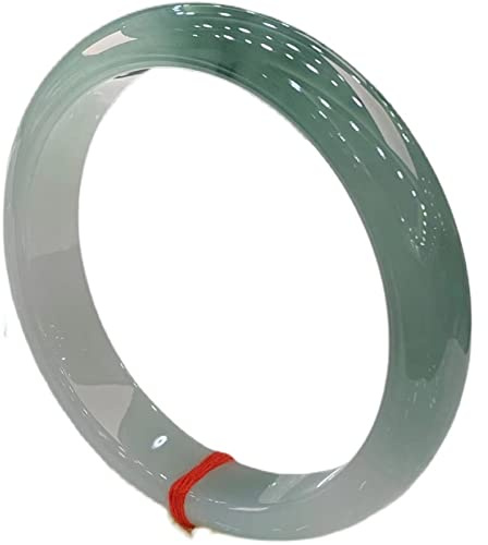 HQHYGM Bracelets en Jade de Couleur translucide Naturelle, Bracelet jonc en Jade à Fleur Flottante Turquoise pour Femme, Bracelet en Jade Porte-Bonheur Classique élégant Chinois, avec boîte à Bijoux,