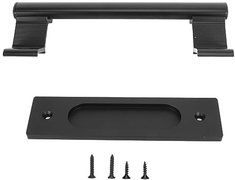 XTUJGJKV Maniglia per porta scorrevole a doppia faccia, maniglie per porte in stile barn, maniglia di trazione universale in lega di alluminio nero con viti di montaggio, adatta per casa,