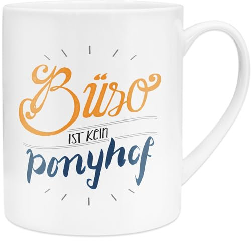 GRUSS & CO Die Geschenkewelt 45400 XL Design Büro ist kein Ponyhof, Porzellan, in Geschenk-Verpackung, 60 cl Tasse, Mehrfarbig, 9.5 cm