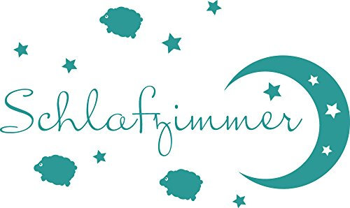 GRAZDesign Wandtattoo Schlafzimmer Türaufkleber mit Mond Schäfchen Sterne | Größe 34x57cm | Klebefolie selbstklebend für Tür - 054 türkis