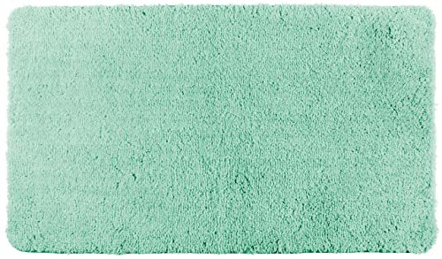WENKO Badteppich Belize Turquoise, 60 x 90 cm - Badematte, sicher, flauschig, fusselfrei, Polyester, 60 x 90 cm, Türkis