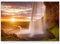 Paul Sinus Art Leinwandbilder | Bilder Leinwand 120x80cm traumhafter Sonnenaufgang mit Wasserfall – Island