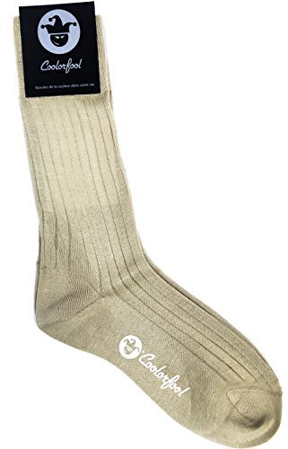 Coolorfool Calzini filo di Scozia di lusso da uomo e da donna - 100% cotone pregiato beige T 43/45