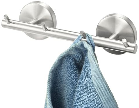 bremermann Bad-Serie PIAZZA - Hakenleiste mit 4 Haken, Wandhaken für Handtücher, Bademantel und Badutensilien, Handtuchhalter für Bad und Küche, aus Edelstahl matt