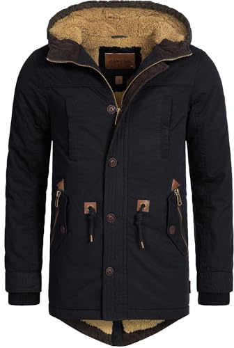 Indicode Herren Barge Winterjacke aus Baumwolle gefüttert mit Teddyfleece | Gefütterter Winterparka mit Kapuze und weichem Teddyfutter, Steppjacke, Outdoorjacke, Winterjacke für Männer