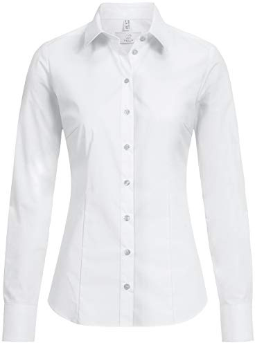 GREIFF Größe 36 Corporate Wear Basic Damen Bluse Lamgarm Slim Fit Kent Kragen Weiß Modell 6510