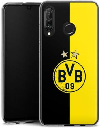 Silikon Hülle kompatibel mit Huawei P30 Lite Case transparent Handyhülle Borussia Dortmund Sterne BVB