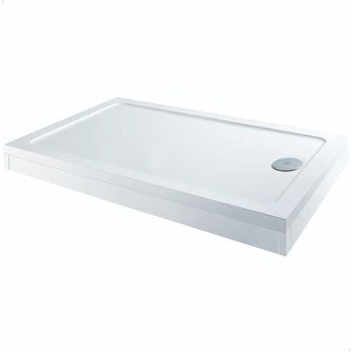 Podium® 1700 x 700 x 140mm White Bathroom Non Slip Tray for Enclosures Cubicles & Wet Room with Waste + Riser Kit, Rectangular
