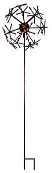 Metal Flower Garden Stakes - Decorative Dandelion/Allium - Decorative Garden Flower Stakes (Large - 160cm Tall x 30cm Wide, Copper)