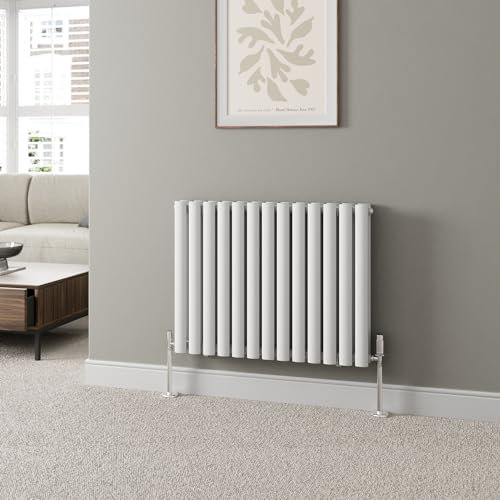 DuraTherm® 600 x 780mm White Horizontal Designer Radiator Double Column Oval Tube Modern Central Heating Panel Bathroom Radiators