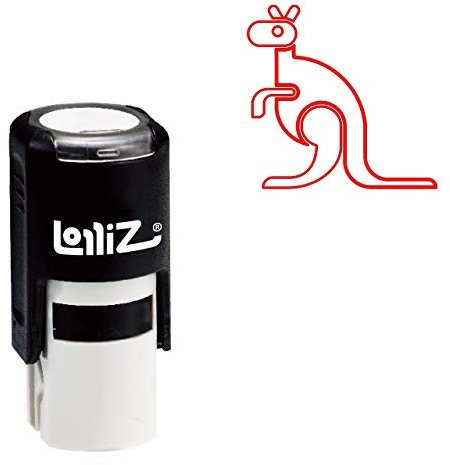 Handgezeichneter Känguru-Stempel, rund, selbstfärbend