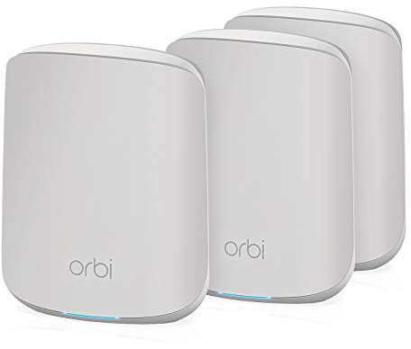 NETGEAR Orbi Mesh WiFi 6 RBK353, Sistema de Doble Banda Compuesto por 1 Router y 2 Extensores satélite, Cobertura de hasta 300 m² y más de 30 Dispositivos, AX1800 (hasta 1.8 Gbps)
