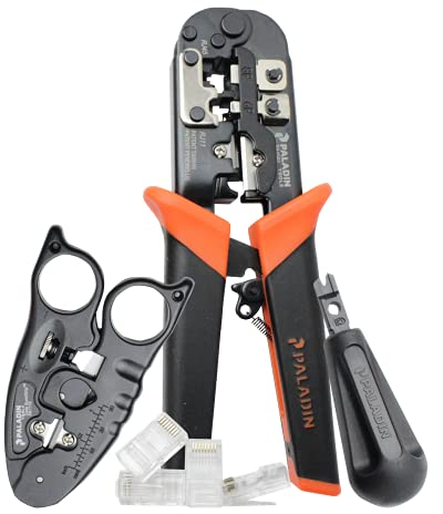 Paladin Tools Network Tool Bundle - Includes Modular Data Crimper, Cable Cutter/Stripper, Non-Impact Punchdown Tool, RJ45 Connectors, RJ11 Connectors