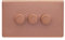 Lieber Brushed Copper 250W 3 Gang 2 Way Intelligent Trailing Dimmer Switch - White Insert Screwless