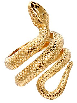 Flongo Herren-Ring Daumenring Herrenring Männer-Ring Groß Breit Schlange Cocktail Band Ring Bandring Gold Siegelring Gotik Motorradfahrer Biker Accessoires Größe 67