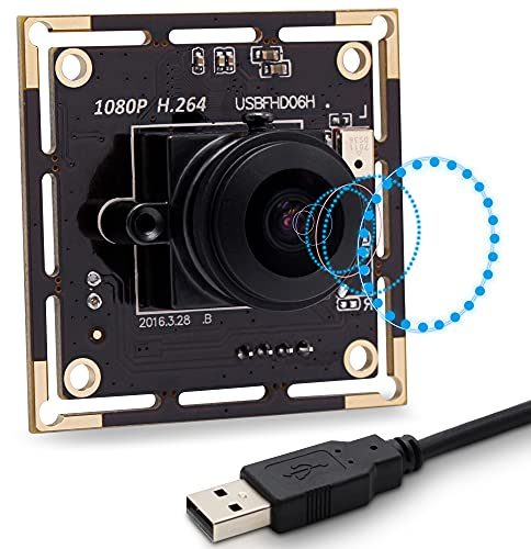 Svpro Full HD USB Kameramodul 1080P 30pfs H.264 Low Light Kamera Board mit Dual Mikrofon, 180 Grad Fisheye Industrie Video Kamera für Raspberry,Windows,Mac,Linux,Android