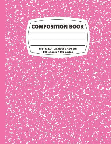 Composition Book: Hot Pink and White Marble Cover Composition Notebook, College Ruled, 200 pages, 8.5 x 11, Book for School and Students for Writing and Journaling