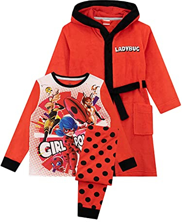 Miraculous Mädchen Schlafanzug und Bademantel Set Ladybug