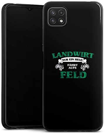 Silikon Hülle kompatibel mit Samsung Galaxy A22 5G Case schwarz Handyhülle Landwirtschaft Weisheiten Traktor