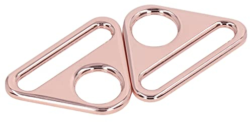 Pssopp 10 Stück Dreieck Schnalle 38mm Einsteller Dreieck mit Stange, Swivel Clip Ring Schnalle Gegossenes Dreieck Schnalle Schnur und Bandage Connector (Roségold)