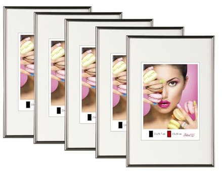 IDEAL TREND 2er 3er 5er Pack Photo Style Set Bilderrahmen Wanddeko Collage Poster Kunststoff Rahmen: Farbe: 5er Pack Stahl | Format: 30x40