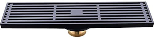 TJH Cabine de Douche de Salle de Bain à Longue Bande en cuivre à évacuation Rapide Noir 30 cm Siphon de Sol rectangulaire Anti-odeurs et Anti-Insectes Cuisine, Salle de Bain, Garage et sous-Sol