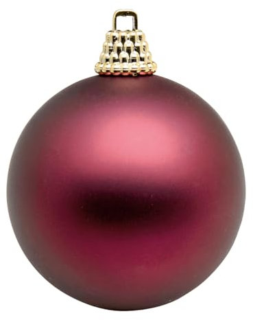 Deco Woerner Matte, brombeerrote Weihnachtskugeln aus Plastik, 15 cm Ø - 3 Stück