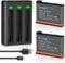 COOLSHOW Action Camera X3 Battery Replacement 1800mAh 2 Packs and Triple X3 Charger Compatible with Insta360 X3 Camera