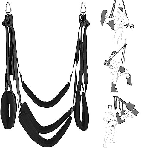 Reraby Sex Swing, Sex Swing for Couples with Widened Thick Comfortable Swing, Sex Toy Love Slings for Adult Couples with Adjustable Straps Sex Swing Restraint Toys(Black)