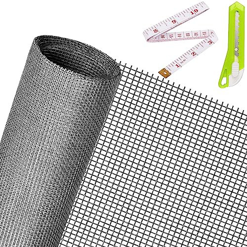 Replacement Window Screens, 59X106 Inch Durable Window Screen Mesh for Patio Porch Door Windows, DIY Adjustable Fiberglass Screen Repair Kit Sliding Net Roll Pet, Gray by Ouskr