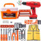 Woeau 43 PCS Kids Tool Set - With Electric Drill Screwdriver Nuts and Wrenches Toy Tools Christmas and Birthday Gifts Educational Toys Tool Set for Toddlers