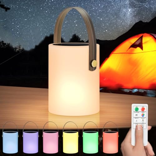 Postlucky Solar Tischlampe Outdoor LED Akku Outdoor Lampe Solar und USB Aufladbar mit Fernbedienung Warmweiß 8 Farben Dimmbar Tragbare Akku Tischleuchte Outdoor für Camping Garten BBQ (Schwarz)