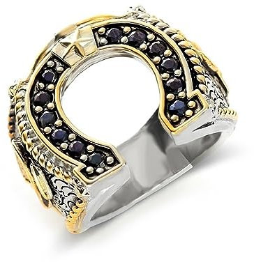 Glückshufeisen Ring für Männer, Hip Hop Hufeisenring, Western-Cowboy-Biker-Ring, Punk Rock Hufeisen Ring, Gotisch Jahrgang U-förmiger Hufeisenring Cowboy-Schmuck Geschenk für Männer Jungen (19.8)
