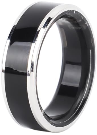 Bewinner Smart Ring Health Tracker, Intelligenter Schrittzähler Zur Schlaf-Herzfrequenzüberwachung, Wasserdichter Fitnessring mit Integrierten Sportspielen, Schwarz Silber (Nr. 7 17,6 mm)