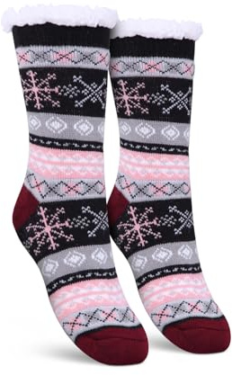 Bestlivings Stoppersocken Damen mit Teddyfutter Haussocken - Hüttensocken mit Anti-Rutsch-Sohle - ABS Norweger Socken Zopfmuster - Kuschelsocken Einheitsgröße