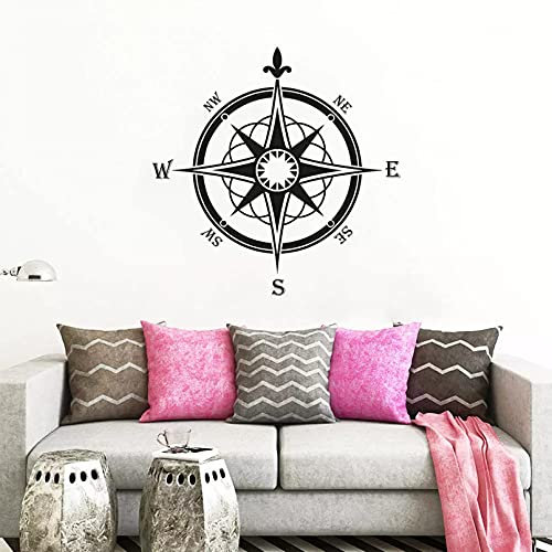 SucAda Rose Vents Déco Murale Navigation Stickers Muraux Salle Bain Marine Boussole Vinyle Art 75X75 Cm