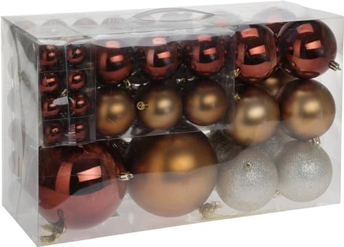94tlg. Weihnachtskugeln Christbaumschmuck Weihnachtsbaumschmuck Glitzer Deko Braun/Kupfer farbend