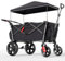 EVER ADVANCED Wagon for Kids to Sit In, Stroller Wagon For 2 Kids with Removable Canopy, Pull Along with Seats 5-Point Harnesses, Portable Push Pull Cart with Handle Bar Black