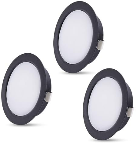 Faretti LED da incasso 220V Nero Faretti LED piatti 3,5W Bianco Neutro 4000K Faretti da incasso Diametro Foro 55-58mm Faretto LED da incasso per mobili al posto delle Lampade ad alogene, Set di 3
