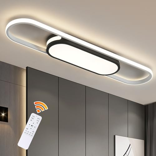 Oninio LED Deckenleuchte Moderne Deckenlampe Dimmbare Deckenleuchte mit Fernbedienung 3000K-6500K Deckenleuchten für Wohnzimmer Esszimmer Schlafzimmer (Schwarz 80cm)