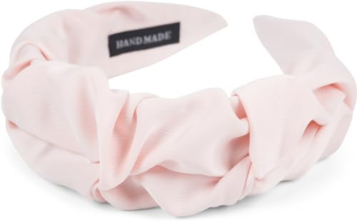 styleBREAKER Damen Haarreif mit schimmernder geflochtener Oberfläche in Rüschen Optik, Haarband, Haarschmuck 04027035, Farbe:Puderrosa