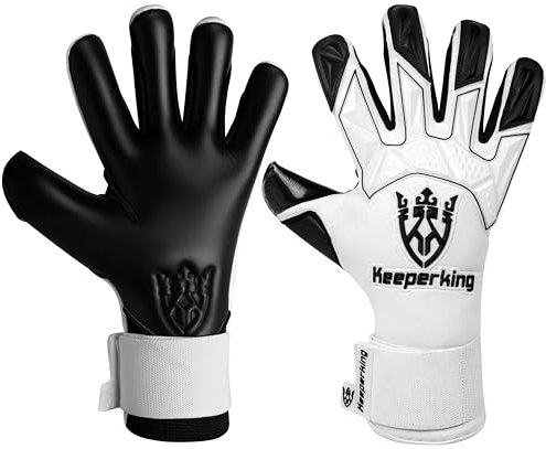 Keeperking Torwarthandschuhe Herren GladiatorKing Negative Cut Professional mit Profi Extreme Grip 4 mm (9, G-Schwarz-Weiß)