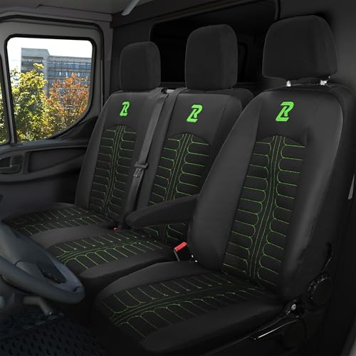 LUCARO Sitzbezüge für Mercedes Sprinter 3 Ab 2018 - Sitzbezügesets 1+2 - Auto Sitzbezüge Schwarz Grün
