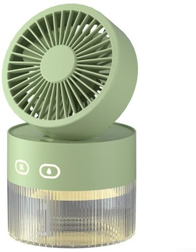 Eawfgtuw Ventilateur USB compact avec humidificateur d'air de 350 ml et veilleuse LED multicolore, fonctionnement silencieux (vert)