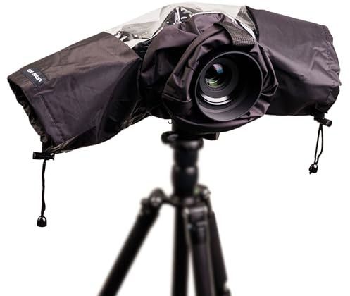 Lens-Aid Housse de pluie pour appareil photo Canon/Sony/Fujifilm/Nikon avec objectif : DSLR Rain Cover étanche avec manches même dans la neige, la poussière, le sable et le vent